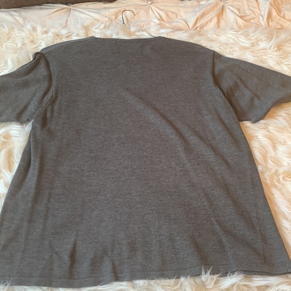 Men's Brandini Gray with Black Horizontal Stripes Short Sleeve Sweater  Size L - Picture 2 of 5